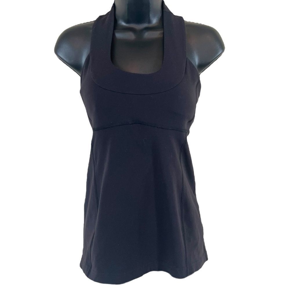 Lululemon Flow Y Black Built-in Bra Athletic Tank Top